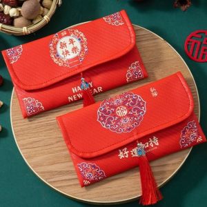 OOC Blessing Words Fu Red Envelope Spring Festival Chinese Style Money Red Pocket Red Lucky Bag Tassels New Year Money Bag Chinese Wedding