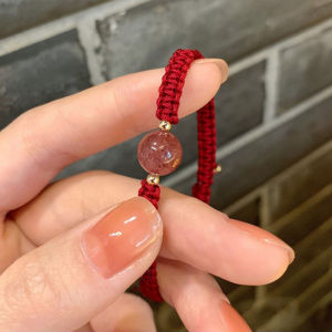 OR🧸 Gelang Manik-manik Kristal Manik Keberuntungan Obsidian/ Gelang Tali Pasangan Kepang/ Murni Buatan Tangan COD