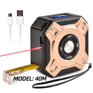 Laser Measuring Tape 2 in 1 40/60m Laser Distance Measure with LCD Digital Display USB Rechargeable Laser Metre