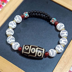 Tibetan Nine Eye Dzi Protection Turtle Shell Agate Bracelet