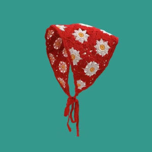 Malaysia Spot French Field Style Knitted Triangle Headband Sweet and Cute Daisy Cotton Headband Tudung Segi Tiga