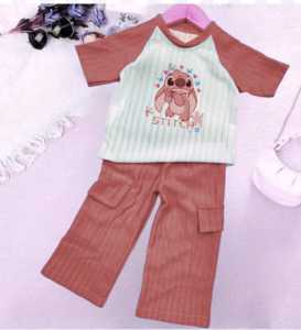 SETELAN CARGO ANAK PEREMPUAN BAHAN KNITH UNTUK USIA 1-10 TAHUN
