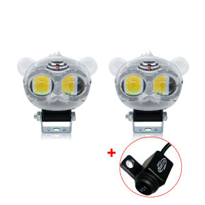 Motorcycle spotlight rainbow tiger head front headlight high brightness dual color flashing