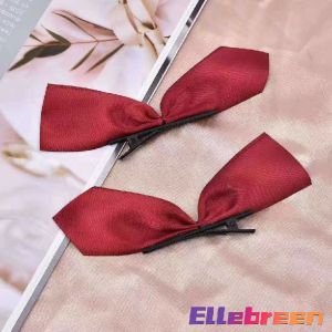 Bow Hairpin Sweet Silk Ribbon Hair Clip Korean Duckbill Clips Ponytail Holder Bangs Hairpin 1pair