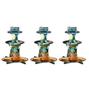 ถาดวางกระดาษออกแบบธีมฮาโลวีนแบบกอธิคโต๊ะวางของหวานชั้นสำหรับงานฝีมือขนมหวานแบบพกพา