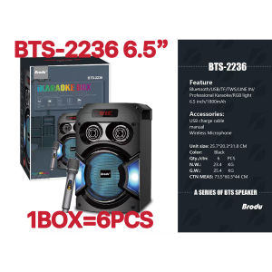 BTS-2338 Dual 3inch Portable Karaoke Bluetooth Speaker 3600mah Dual Mic RGB Light TWS USB TF AUX Outdoor Party Speaker