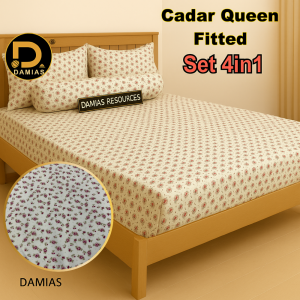 Damias Queen Fitted Bedsheet Set 6 in 1 / 4 in 1 80% Cotton 20% Polyester Elastic Fitted Sheet Easy Fit Bedding Set for Queen Size Bed