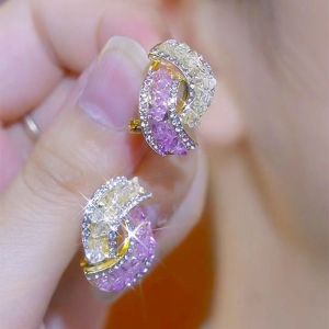 Fashionable Ring Gift 韩式小清新几何撞色镶钻耳环时尚气质轻奢高级感网红爆款精致耳饰