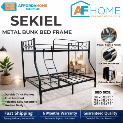 AF Home Sekiel Bunk Bed – Metal Bunk Bed Space-Saving and Heavy-Duty