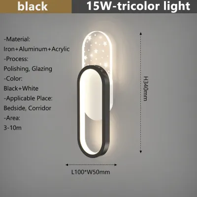 LED Wall Light Modern Long Oval Spliced Ring Shape Wall Lamp Indoor Nordic Style Acrylic Shade Wall Lamp Creative Metal Body Wall Sconce for Bedroom Bedside Nightstand Entrance Porch Corridor