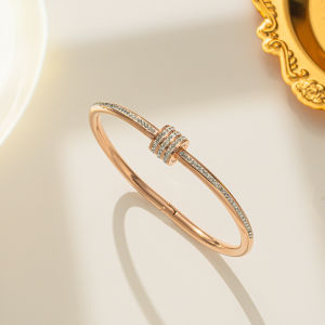 European and American fashion diamond-encrusted titanium steel bracelet for women vintage diamond bracelet rose gold open bracelet wholesale
