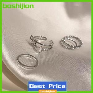 bashijian Bướm kim loại Punk Nhẫn mát có thể điều chỉnh chỉ số ngón đeo nhẫn thời trang Knuckle trang sức cho phụ nữ tuổi teen đồ trang sức quà tặng phụ kiện