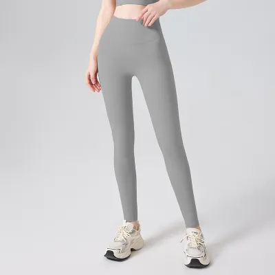【Hoppe Fumeng】Womens sports and fitness high waist and hip lifting solid color yoga pants