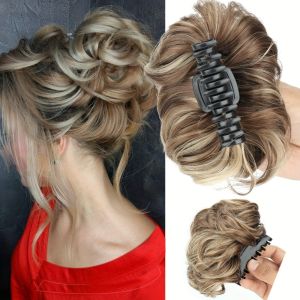 CHUNE066 Hair Extensions Messy Hair Bun Hairpieces Wavy Updo Claw Clip On Donut Chignon Vintage Natural Short Curly Hair for Women Girls