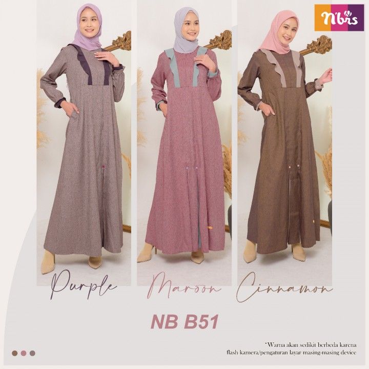 Gamis Nibras Terbaru 2022 NB B51 / Dress / Maxy / Fashion Muslim Gamis  Nibras Ruffle Sleeve Fashion Muslim Sorento Dobby Mix Carina Maxy Dress  Cinnamon Purple Maroon - Lazada | Lazada Indonesia