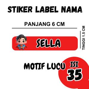 Stiker label nama Stiker Label Karakter Stiker Lucu Stiker Nama Isi 35 PCS