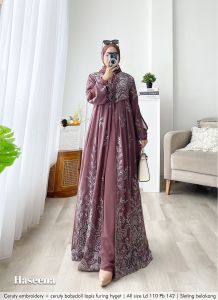 Zahira1808 Haseena Gamis Ceruty Baby Doll Mix Ceruty Embroide Gamis Murah Trendi Baju Syari Muslim Wanita Ibu Terlaris Baju Pesta Adem Nyaman Di Pakai Real pict