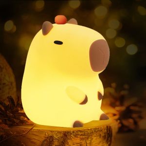 Lumens Capybara Night Lamp Cute Sleeping Duck Lamp Led Table Lamp Silicone Touch Sensor with 30 Minutes Timer LED Night Light Smart Pat Light Mobile Phone Holder Rechargeable Silicone Night Light and Dimmable Cute Light Up Duck 硅胶小夜灯
