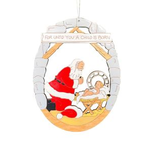 LABAICAI New Year Easter Hollow Cross Hanging Rustic Christmas Tree Ornaments Nativity Scene Pendants DIY Crafts The Birth of Jesus Decorations