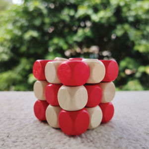Wooden Cube 3D puzzle intellect/educational game for all ages/developing logical thinking and eye-hand coordination