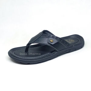 Sandal Kulit Pria Jepit Hitam Polos