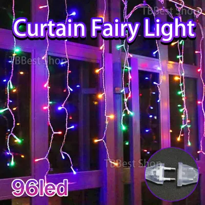 4M 96LED icicle Curtain light Waterproof fairy light Lampu raya Led Light Strip Hari Raya Decoration light Lampu Hiasan Outdoor Led Strip Lighting