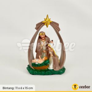 Patung Kelahiran Yesus Rumah Mini Kecil | Patung Yesus | Patung Yesus Set Handmade | Diorama Natal | Dekorasi Pohon