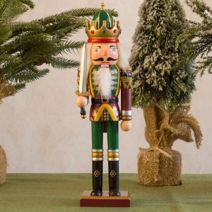 YOURUN Handicraft Christmas Nutcracker Vintage Painted Soldier Doll Festival Gift King Handcraft Figurine New Year