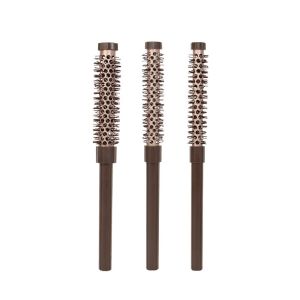 BNUE1 3Pcs Aluminum Tube Barrel Hair Curling Brush Nylon Bristles Temperature Resistance Hair Root Comb Professional Non-slip Handle Round Hair Brush Salon Use