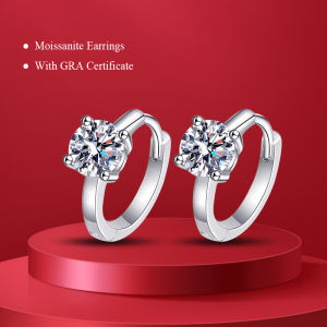 925 Sterling Silver Sparkling Round D Color Moissanite Hoop Earrings For Women Fine Jewelry Accessories2026