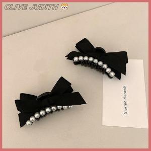 CISWGE Bow Small Hair Claw Clips Girls Black Ponytail Holder Barrettes Hair Accessories