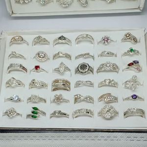Cincin permata  Silver 36 pcs per box grosir