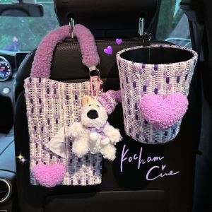 YIDIA แขวน ถังขยะติดรถยนต์ รูปแบบความรัก น่ารัก ถังขยะรถยนต์ การ์ตูน สร้างสรรค์ ถุงทิชชู่แขวนในรถ ที่เก็บร่ม