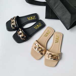 (box polos) ZR Chain Strap Sandal Flat New Trend 2023 - GLea - Local handmade
