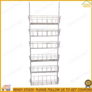 [CY] 6-Tier Over The Door Pantry Organizer No Drill Door Storage Rack Behind The Door Shelf for Kitchen Laundry Room Bathroom