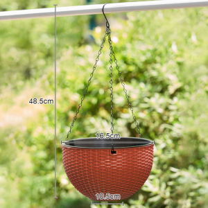 กระถางแขวนตะกร้า กระถางดอกไม้ติดผนังทรงครึ่งวงกลมสําหรับปลูกต้นไม้ พร้อมโซ่ กระถางพลาสติกแขวน