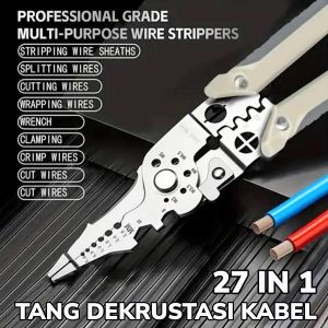 Tang Dekrustasi Kupas Potong Lilit Belah Crimping Skun Buka Baut Kabel Listrik 27 In 1 Multifungsi Wire Stripper
