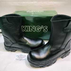 Kings Boots Kulit Asli Hitam Tinggi Tahan Lama untuk Pria - Sepatu Kerja Lapangan Gaya Bisnis