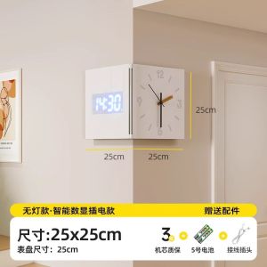 Digital Wall Clock For Living Room Digital Clocks Wall Moderm Luxury Perpetual Calendar Living Room Modern Minimalist Clock Wrought Iron Corner Double-Sided Corner Digital Wall Clock For Living Room