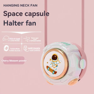 Rabbit Astronaut USB Small Fan Mini Student Portable Lazy Man Hanging Neck Learless Childrens Handheld Charging Fan