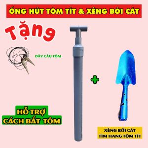 Combo Cây Hút Tôm Tít INox + Kẹp Gắp |Mò Cua Bắt Ốc TV | Inox 201 Dài 76cm –Đầu Ron Kín Hút 1 Phát lên tôm