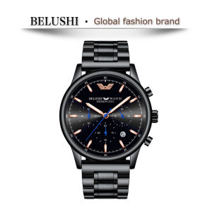 BELUSHI đồng hồ nam Casual đẹp Chronograph Thời trang Lịch Chống nước cao cấp Quà tặng ngày lễ Kính khoáng Dây đeo kim loại [574]