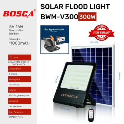 BOSCA 1 Year Warranty 100W 200W 300W 500W Box Type Portable Solar Flood Light BWM-V