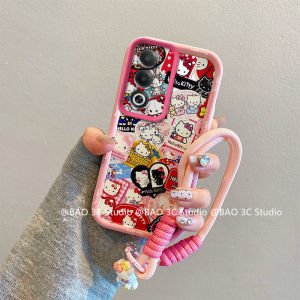 Dễ thương Ốp Lưng OPPO A3 Pro A60 A18 A38 A58 A78 A17 A17k 4G 5G hoạt hình thời trang mới Doraemon Hello Kitty Luffy Pikachu Spider-Man sauron chống rơi Ốp Điện Thoại mềm với dây buộc 2024