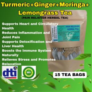 TURMERIC+GINGER+MORINGA+LEMONGRASS TEA 100% ALL NATURAL/ NO PRESEVATIVES
