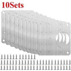 10Sets Hinge Repair Plate Kitchen Cabinet Door Hinges Mounting Plate with Screw Flat Fixing Brackets Furniture Hardware Tools