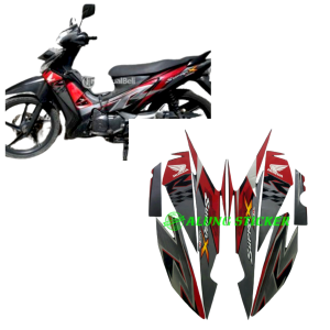 STIKER STRIPING LIS LES BODY MOTOR HONDA SUPRA X 125R 2010 FULL HITAM 1SET STANDAR