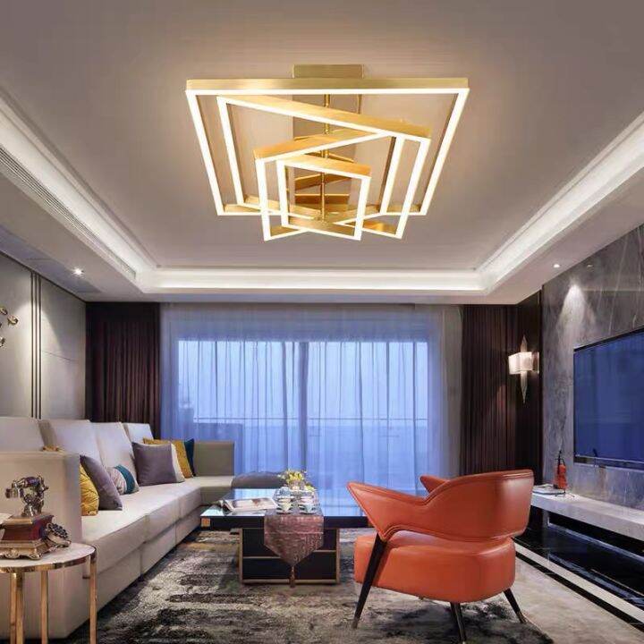 Modern LED Ceiling Light Fixture Dimmable Chandelier Rectangular