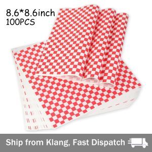 Disposable Checkered Deli Basket Liner Fat Repellent Wrapping Paper Colored/Food Packaging Oil-Absorbing Paper/Bakery Se