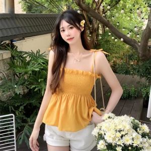 สายเดี่ยวผูกไหล่ เสื้อสายเดี่ยว มีไซค์ปกติและไซค์สาวอวบ เสื้อสายเดี่ยวสายสม็อค แต่งขอบบัว เชือกปรับได้ สีสดใส่ ทรงสวย